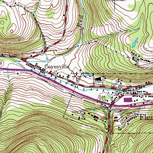 Topographic Map of Clovesville Irish Catholic Cemetery, NY