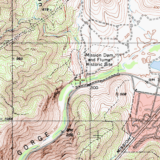 Topographic Map of Old Mission Dam, CA