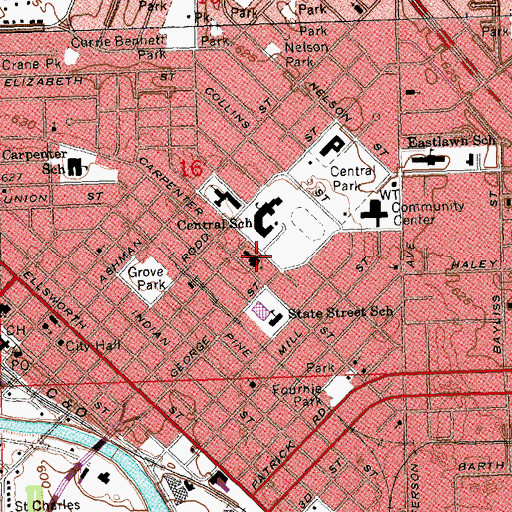 Topographic Map of Saint John's Lutheran Church, MI