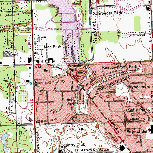 Topographic Map of Midland Reformed Church, MI