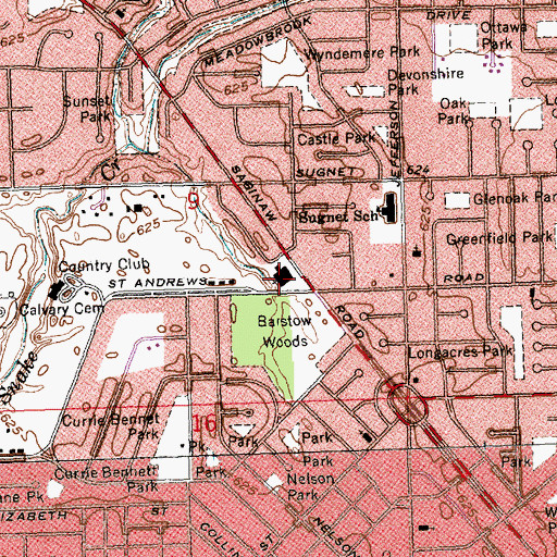 Topographic Map of Saint John's Episcopal Church, MI
