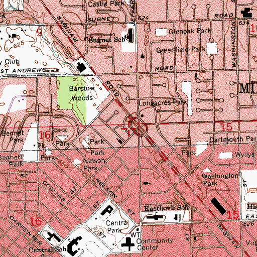 Topographic Map of Church of Midland, MI
