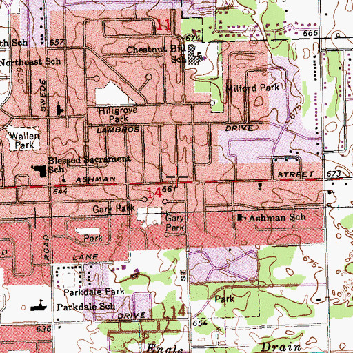Topographic Map of Seventh-Day Adventist Church, MI