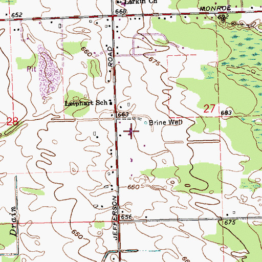 Topographic Map of Sunrise Baptist Church, MI