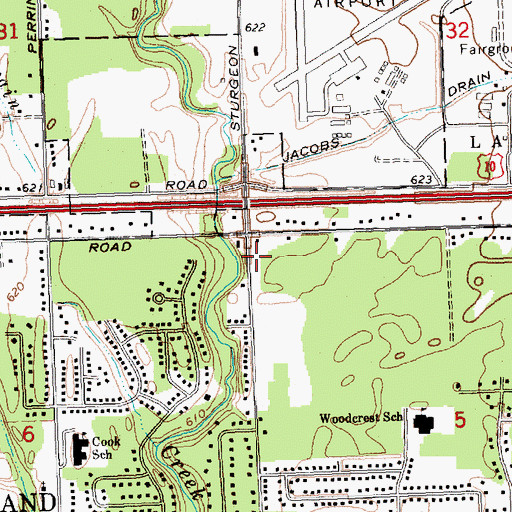 Topographic Map of Open Door Baptist Church, MI