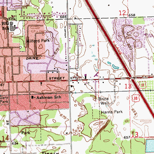 Topographic Map of Faith Ministries Baptist Church, MI