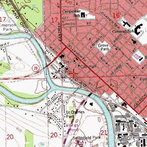 Topographic Map of Christian Science Reading Room, MI