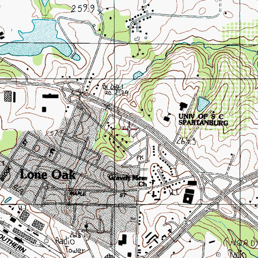 Topographic Map of Frady's Mobile Home Park, SC