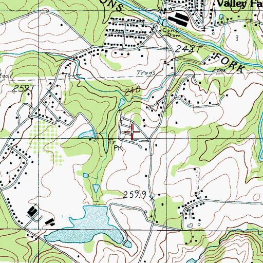 Topographic Map of Pinebrook Mobile Home Community, SC