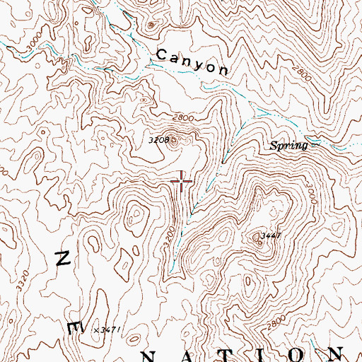Topographic Map of Bridge Canyon Wilderness, NV