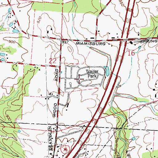 Topographic Map of Oakwood Village, OH