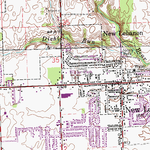 Topographic Map of New Lebanon Mobile Home Park, OH