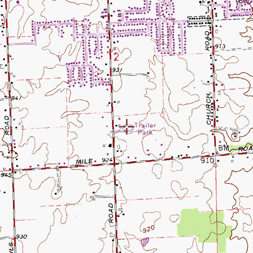 Topographic Map of Shady Acres Mobile Home Court, OH