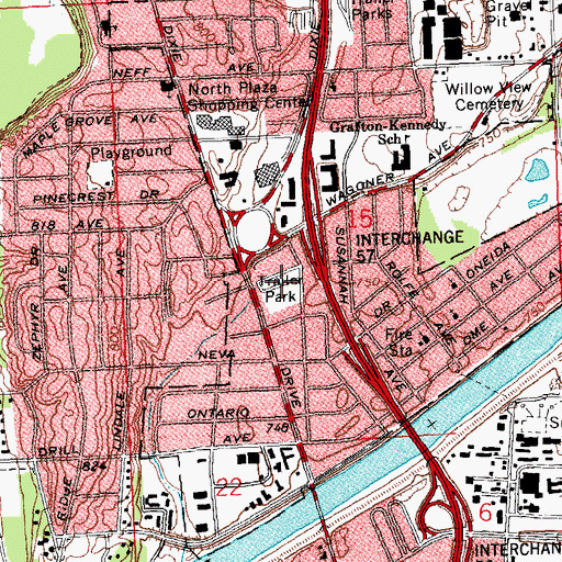 Topographic Map of Shady Lawn Mobile Park, OH
