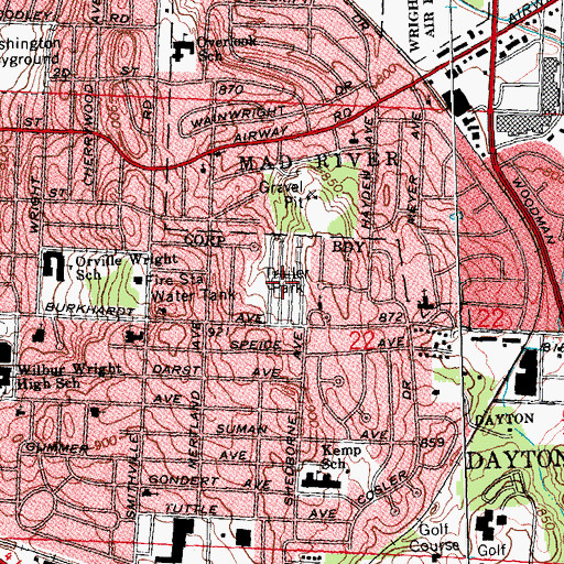 Topographic Map of Woods Mobile Home Park, OH