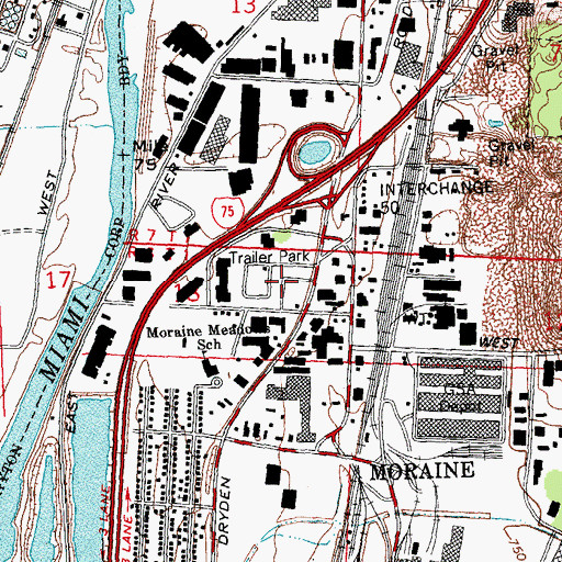 Topographic Map of Gem City Estates, OH