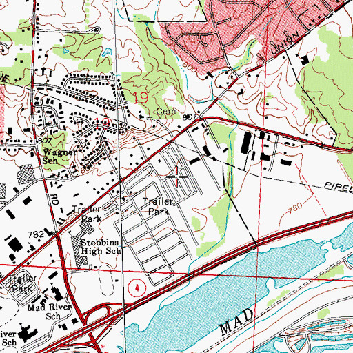 Topographic Map of Crown Village Mobile Park, OH