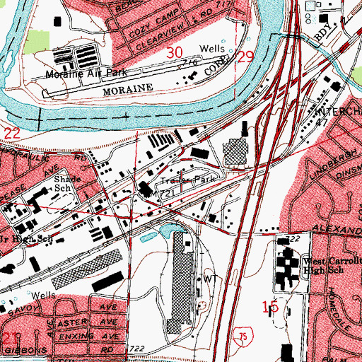 Topographic Map of Harmony Mobile Home Park, OH