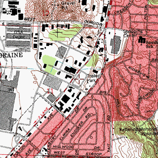 Topographic Map of Cains Mobile Home Park, OH