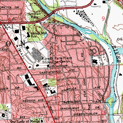 Topographic Map of Castlewood Trailer Court, OH