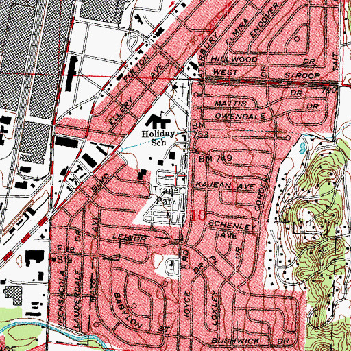 Topographic Map of Lamme-Moraine Mobile Home Park, OH