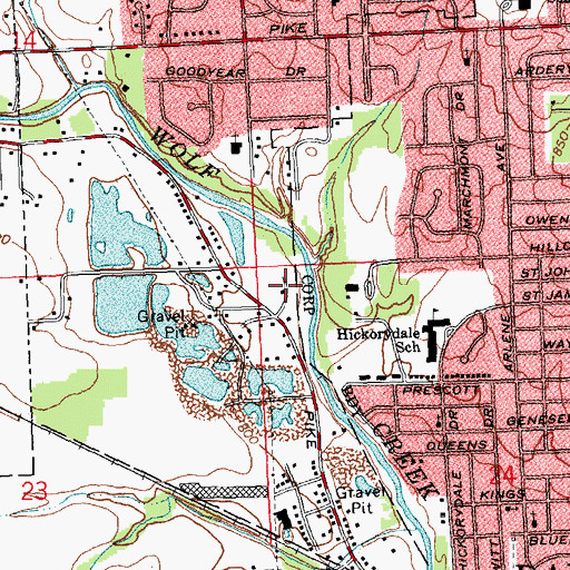 Topographic Map of Catalpa Grove Mobile Home Park, OH
