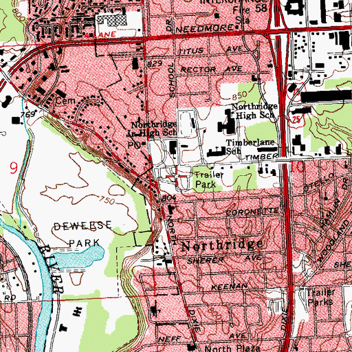 Topographic Map of Timberlane Mobile Village, OH