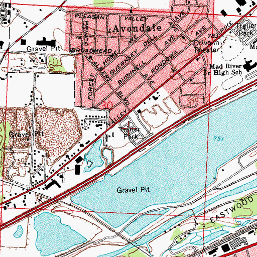 Topographic Map of Four Oaks Mobile Home Park, OH