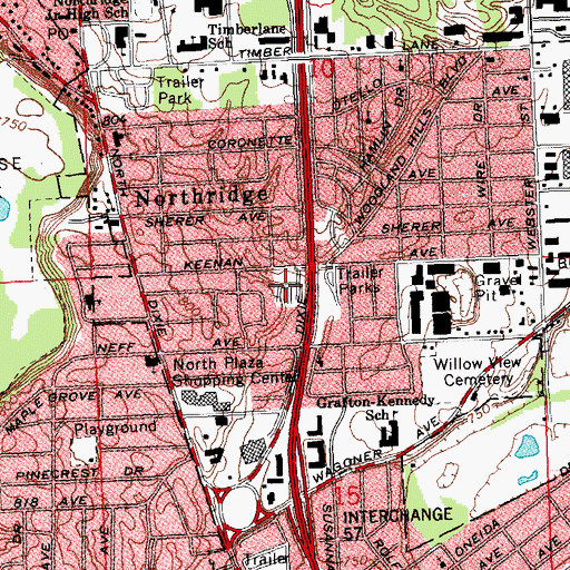 Topographic Map of Keenan Avenue Mobile Home Park, OH