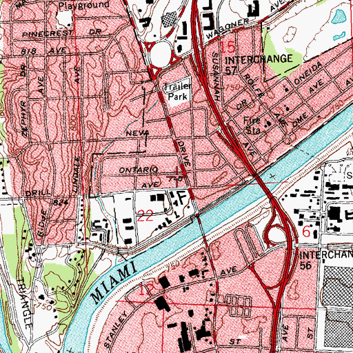 Topographic Map of Dixie View Trailer Park, OH