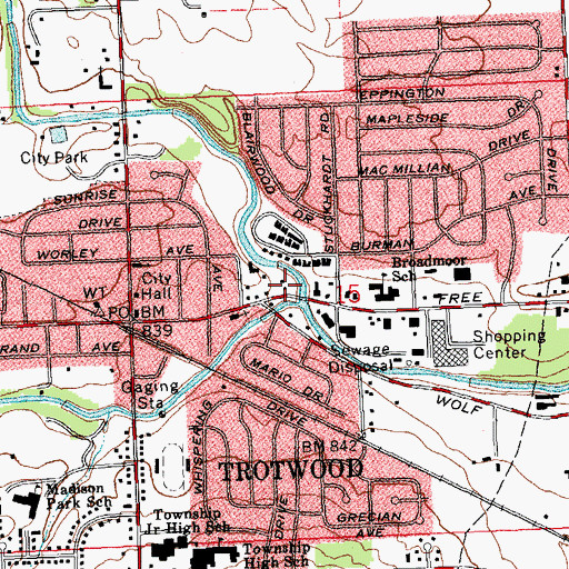 Topographic Map of Main Meadows Mobile Home Park, OH