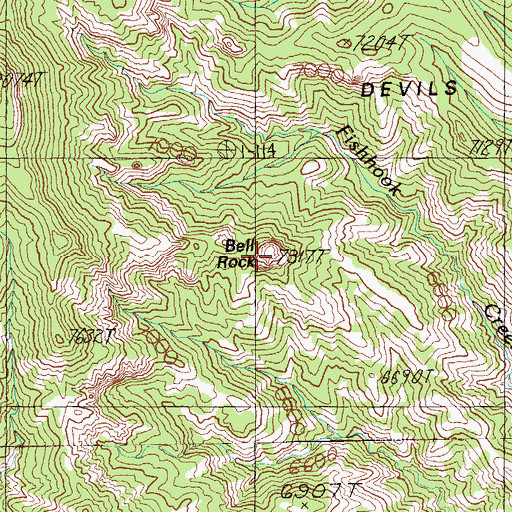 Topographic Map of Bell Rock, AZ