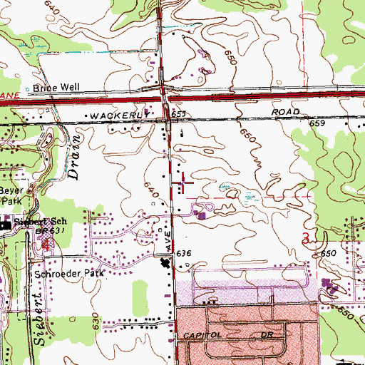 Topographic Map of Jefferson Avenue Church of God, MI