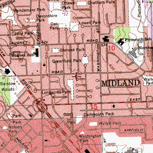 Topographic Map of First Church of Christ Scientist, MI
