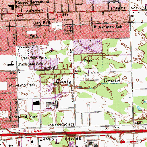 Topographic Map of Saint Timothy Lutheran Church, MI