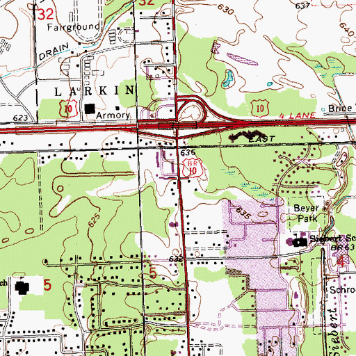 Topographic Map of Free Methodist Church of Midland, MI