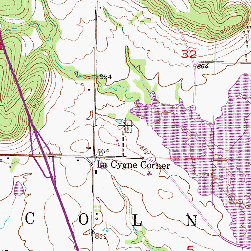 Topographic Map of Ninety Six Cemetery, KS