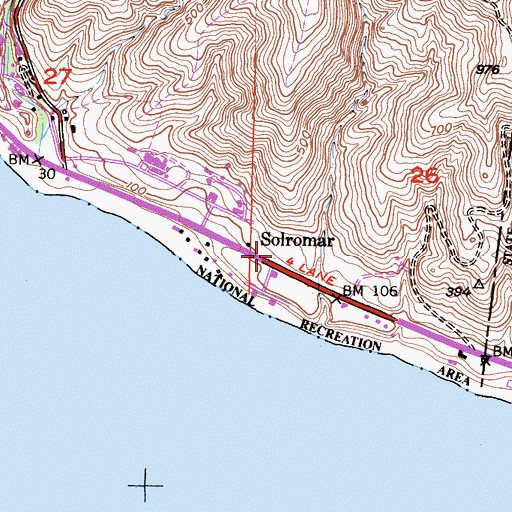 Topographic Map of Solromar, CA