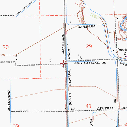 Topographic Map of South Central Drain One, CA
