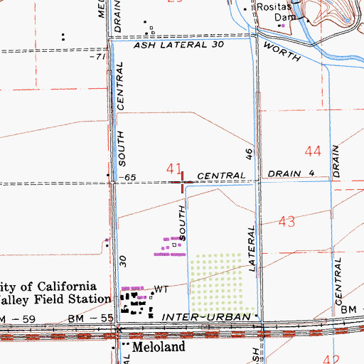 Topographic Map of South Central Drain Four, CA