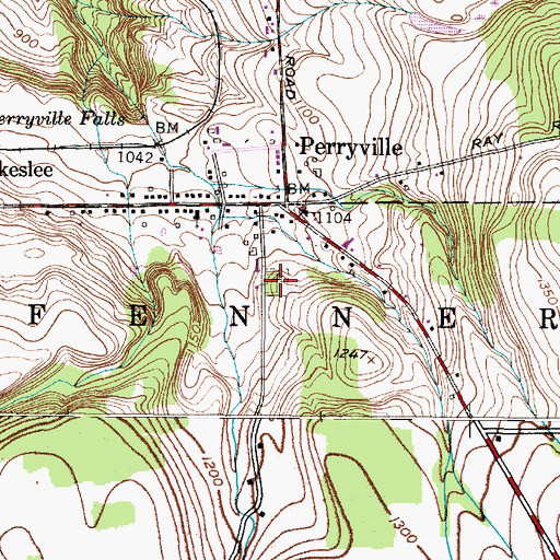 Topographic Map of Perryville Cemetery, NY