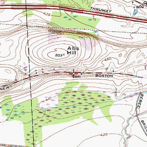 Topographic Map of Allis Cemetery, NY