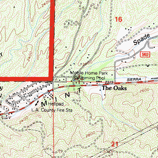 Topographic Map of Spade Spring Canyon, CA