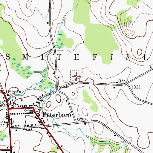Topographic Map of Peterboro Cemetery, NY