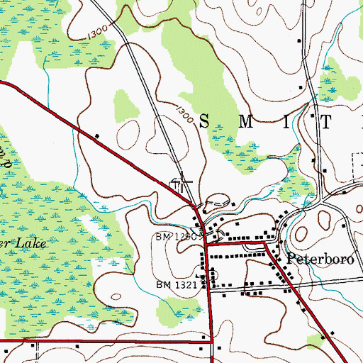 Topographic Map of Peterboro Village Cemetery, NY