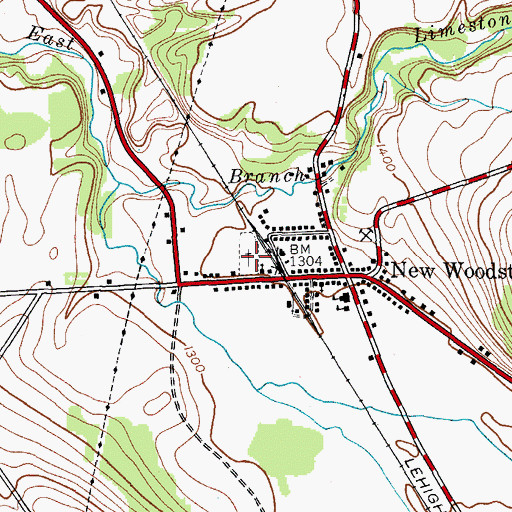Topographic Map of New Woodstock Baptist Church Cemetery, NY