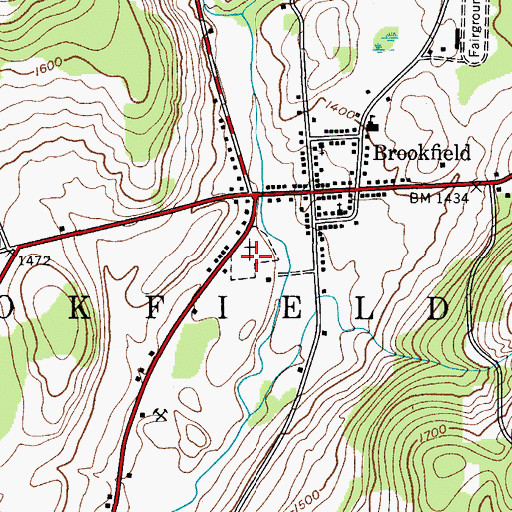 Topographic Map of Brookfield Rural Cemetery, NY