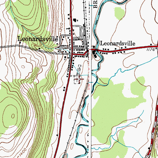 Topographic Map of Leonardsville Cemetery, NY