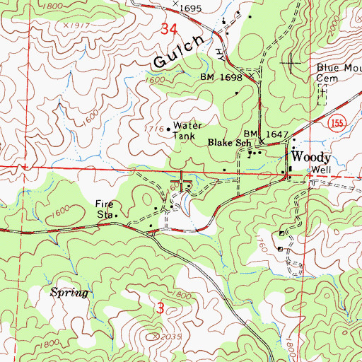 Topographic Map of Spring Mountain Gulch, CA