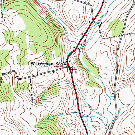 Topographic Map of Waterman Cemetery, NY